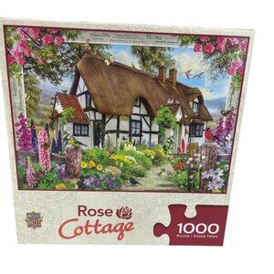Rose Cottage 1000-Piece Jigsaw Puzzle Garden Scene English Gingerbread House